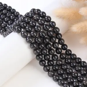 Hight Quality Natural Black Seraphinite Gemstone Smooth Round Loose Beads For DIY Jewelry Making Desig Handmade Crafts Bracelet, Necklace, Earrings AAA Quality 15.5 Inches Long, Semi Precious Stone, Spacer beads