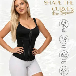 wuw Waist Shapewear Corset for Women Sport Workout Vest for Women Gym Zipper and Hooks Adjustable
