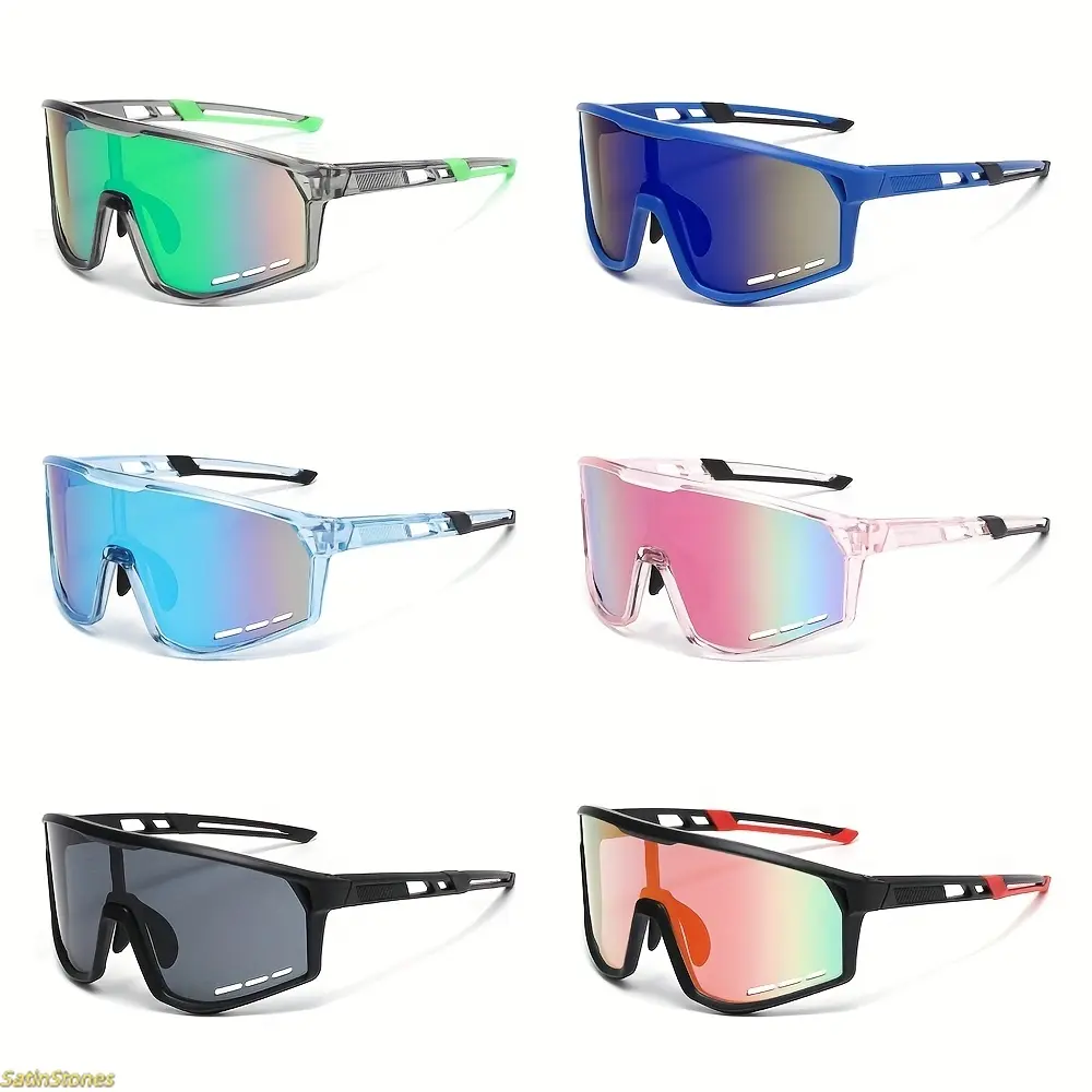 Men's Sports Sunglasses, 6-Piece Wraparound Set in Vibrant Colors with UV Protection for Cycling and Hiking, Men's Sunglasses, Road Cycling Gear, Cycling Shades, Adults