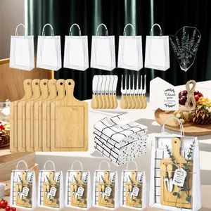 Shower Prizes for Game Winners 6 Sets Cheese Board Spoon Fork Butter Spreaders Plaid Towel Thank You Card and Gift Bags for Shower Wedding Bridal Shower Favors, Event Giveaways