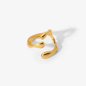 Adjustable Gold Tone Difform Ring-Versatile Design-Versatile Fit for Everyday Wear