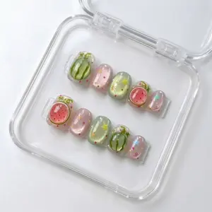 Shiny Nails Haven-Short Almond Shape Collection -10 Pcs Handmade Press-On Nails, CuteAcrylic Nails, High Quality, Reusable, NailArt& Nail Charms