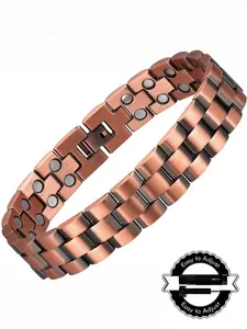 Men's copper-colored bracelet, magnetic copper bracelet, double row of magnets, includes adjuster.