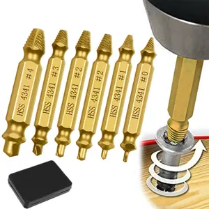 6PCS Damaged Screw Extractor Set with HSS Material – Professional Drill Bit Kit for Stripped and Broken Screw Removal