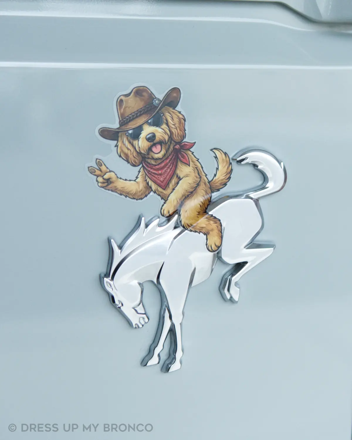 Howdy Doodle — Bronco Emblem Vinyl Decal (Woof Edition)