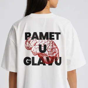 Pamet U Glavu Bold Oversized Tee: Stand-Out Balkan Streetwear with Eye-Catching Back Print for Croatian, Serbian, and Bosnian Pride