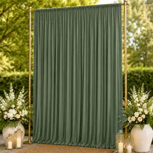 10ft x 14ft Spandex Backdrop Curtain Dusty Sage Green, 4-Way Stretch Wrinkle-Free Photo Booth Backdrop with Rod Pockets for Wedding & Events