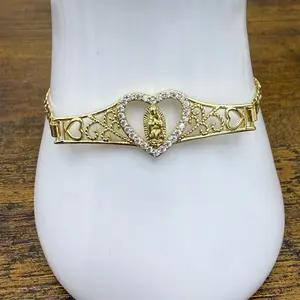 Pulsera virgen corazón de Oro laminado