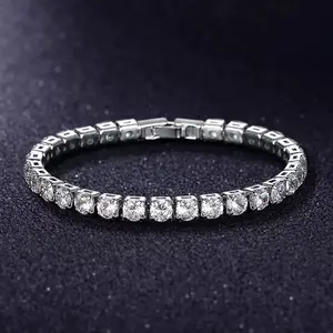 Rhinestone Bangle Bracelet, Tennis Chain Bracelet, Luxurious Brass-Cubic Zirconia Cuban Chain Accessory, Stylish Daily Fashion Costume Jewelry