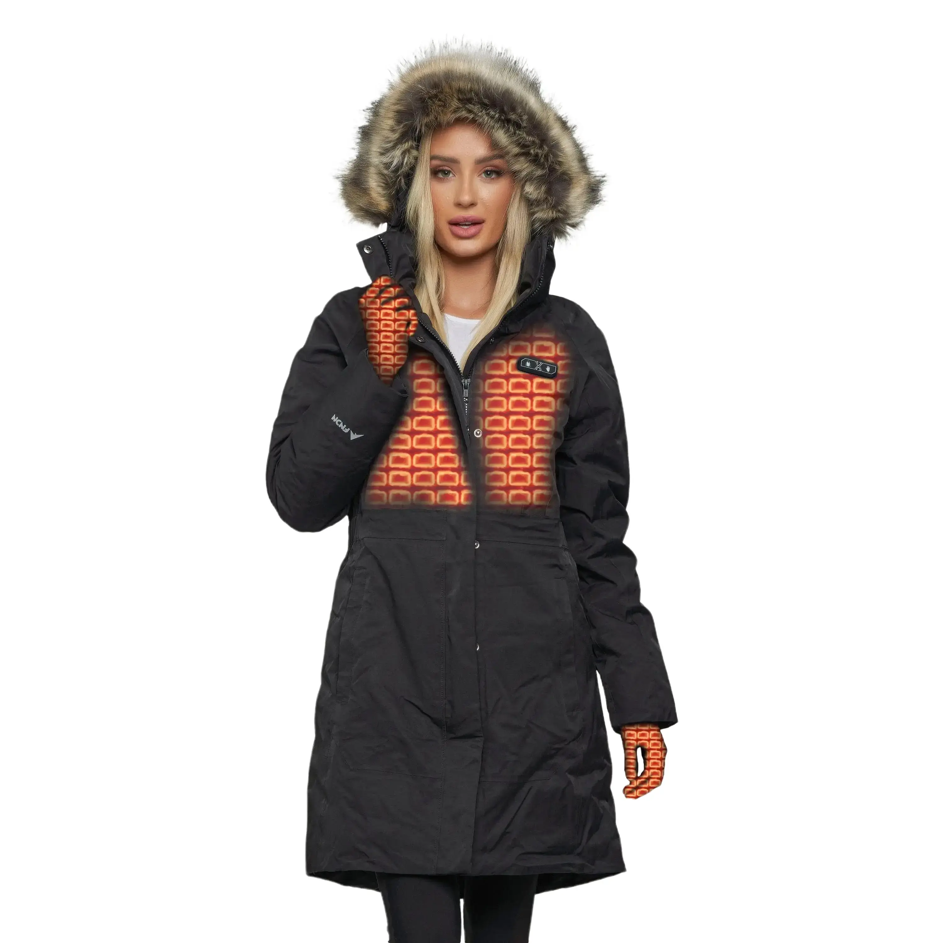FNDN Women’s Heated Parka with Built-in Heated Gloves