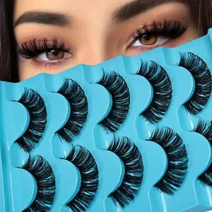 5 Pairs Lashes DD Curl Russian Lashes Fake Eyelashes Reusable Fluffy Russian Strip Lashes Eyelash Extension