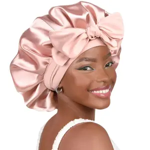 YANIBEST Silk Bonnet for Sleeping Women Adjustable Double Layer Satin Bonnet Reduce Friction Prevent Frizz Natural Curly Hair