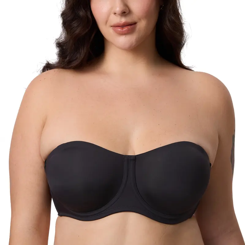DELIMIRA Confishape Strapless Bras for Women -  Full Coverage Plus Size Bandeau Underwire Unlined Bra