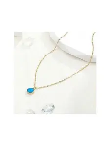Blue Opal Necklace for Women,Titanium Opal Birthstone Necklace