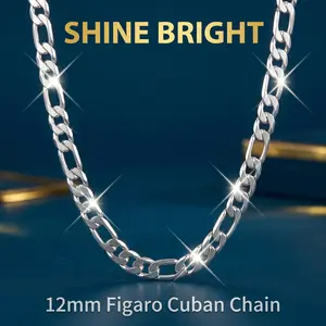 1 piece – 925 silver-plated necklace, classic and stylish design, suitable for men and women, 6mm/8mm/10mm/12mm chain necklace, length of 20-30 inches, holiday gift, couple’s gift, high-quality souvenir, versatile style