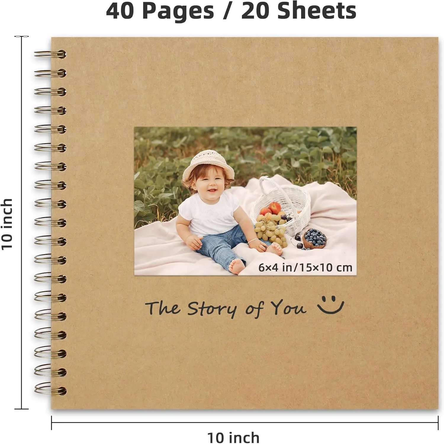 10″ × 10″ DIY Scrapbook Photo Album 40 Pages, Yellow, Available in 2 Colors: Black & Yellow | Thick Kraft Paper Scrap Book Photo Albums, Memory Book for Wedding, Anniversary, Baby, Family, Travel, DIY Projects