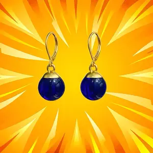 Dark Blue Potara Earrings (Small) - Perfect for anime fan Men’s Jewelry, plastic cap