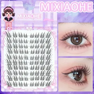 MIXIAOHE transparent oblique flying fox false eyelashes 80 clusters single cluster fresh Korean style natural long-lasting no need to disassemble segmented reusable daily work travel suitable for beginners manual DIY easy to use Individual False Eyelash