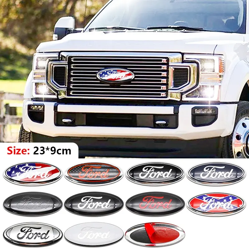 Ford Car Front Emblem Hood Decoration, Badges Decals, Scratch-Resistant Durable Front Badge Replacement, Fits Focus, Fiesta, Kuga, Mondeo, Mustang, Sticker For Cars, Automobile Decals