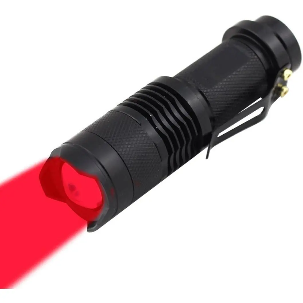 High Power Red LED Flashlight - 1-Mode Red Light Beam Torch for Astronomy, Night Observation - USB Rechargeable Black Universal Electronics Accessory, One Mode Flashlight