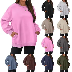 Women's thick long-sleeved pullover with a cozy atmosphere.Acid-washed oversized pullover.Loose top.