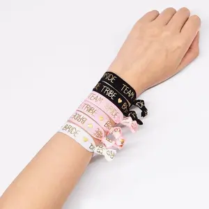 Bride Tribe Wedding Party Set with Elastic Wristbands, Team Bride Bachelorette Party Supplies, Stretchy Bracelets for Bridesmaids