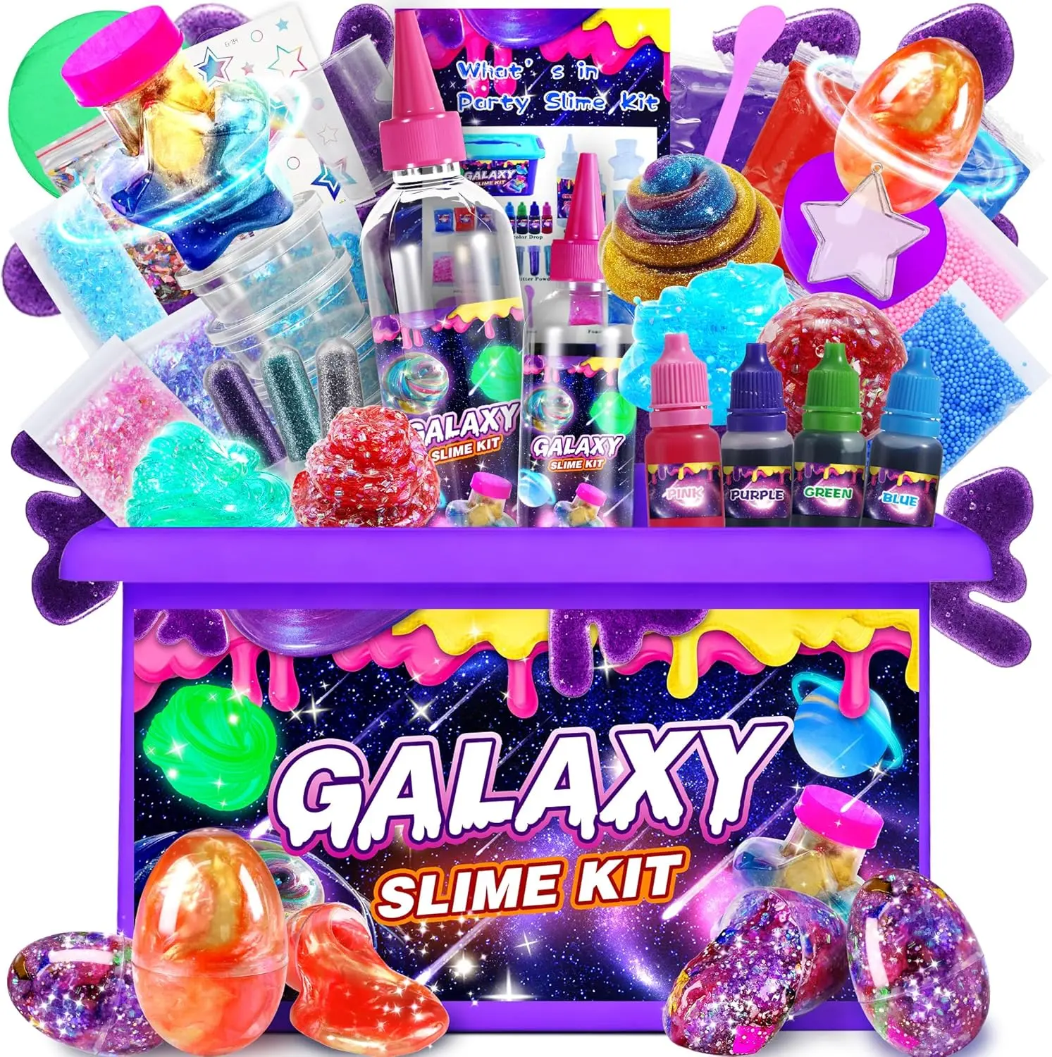 Summer Gift Mini Galaxy Slime Kit  | Glimmer, Crunchy, Foam & Butter Slime Set | Fun Stress Relief Toy & Gift for Kids Ages 6–12