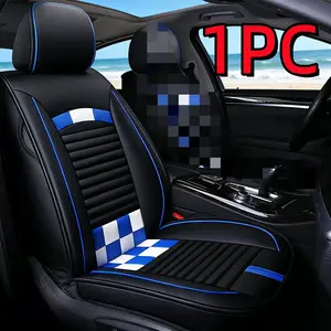 Black Blue Stitched Ram Seat Cushions 1PC Premium Leather Car Seat Covers with Stripe Design, Easy Maintenance, Fits Most Cars & SUVs