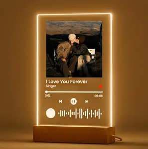 Personalized LED Night Light Photo Plaque with Scannable Song Code, Custom Music Plaque Night Light Gift for Valentine's Day, Song Picture Frame, Custom Led Light Night Lamp, Custom Actylic Music Photo Plaque, Gift for Boyfriend, Anniversary Gift