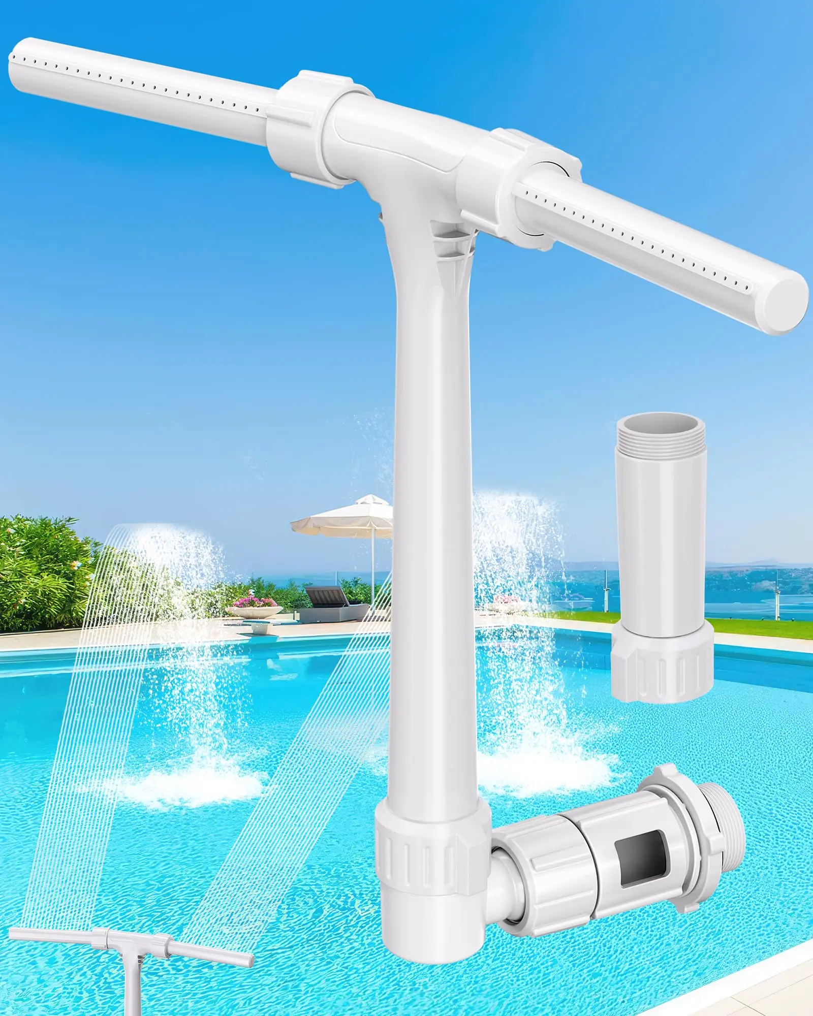 POOLHOUR 360° Adjustable Pool Fountain with Dual High-Pressure Spray, Cooling Jet & Relaxation,Waterfall Sprinkler Cooler for Above-Ground & In-Ground Pools Outdoor,campingessentials,outdoorfurnitureset,campinggear