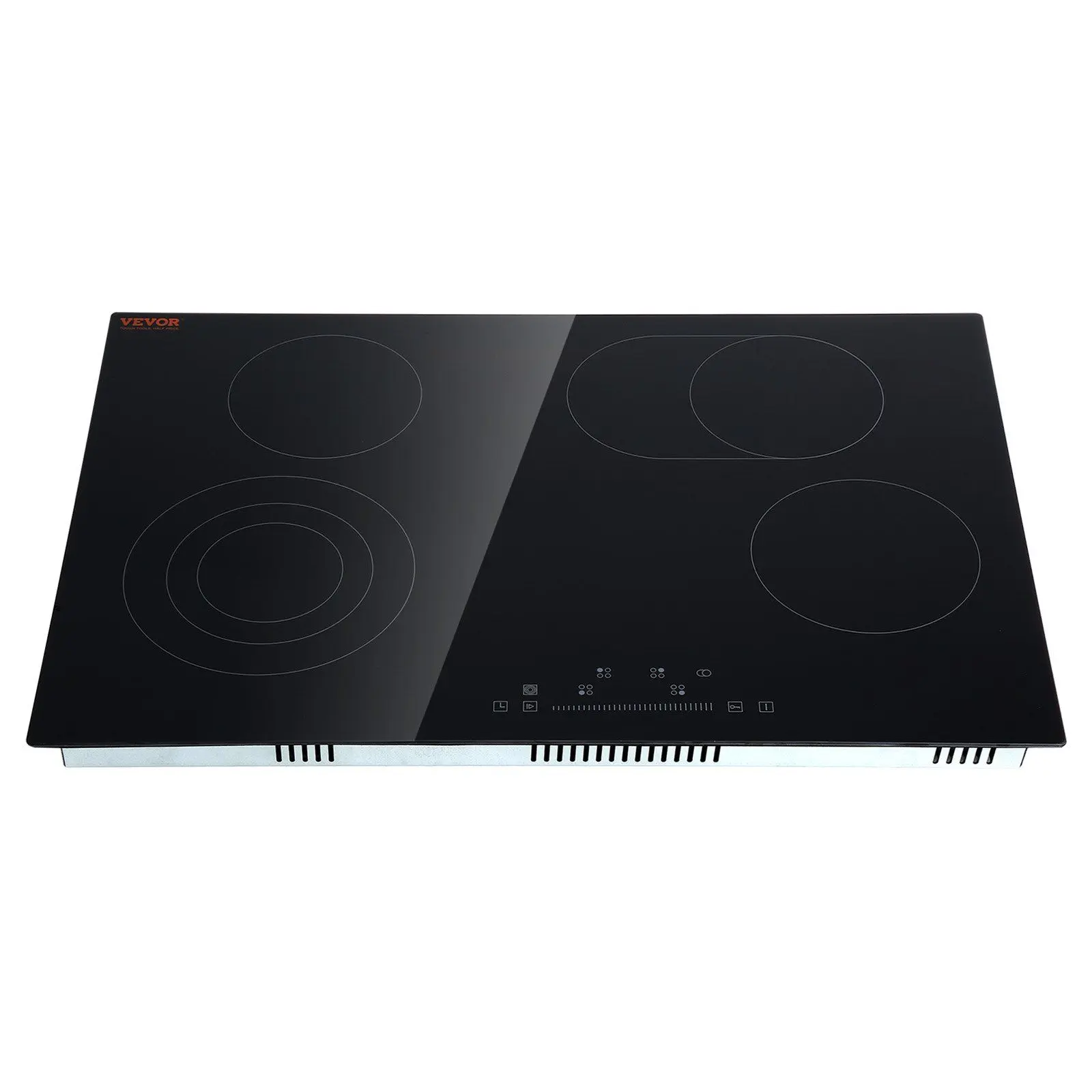 VEVOR Built-In Ceramic Cooktop, 30.3x20.5in 4-Burner 240V Radiant Electric Glass Top Stove with Sensor Touch Control, Timer, Child Lock, 9 Power Levels, Alarm, Simmer Cooking for Restaurant & Food Service