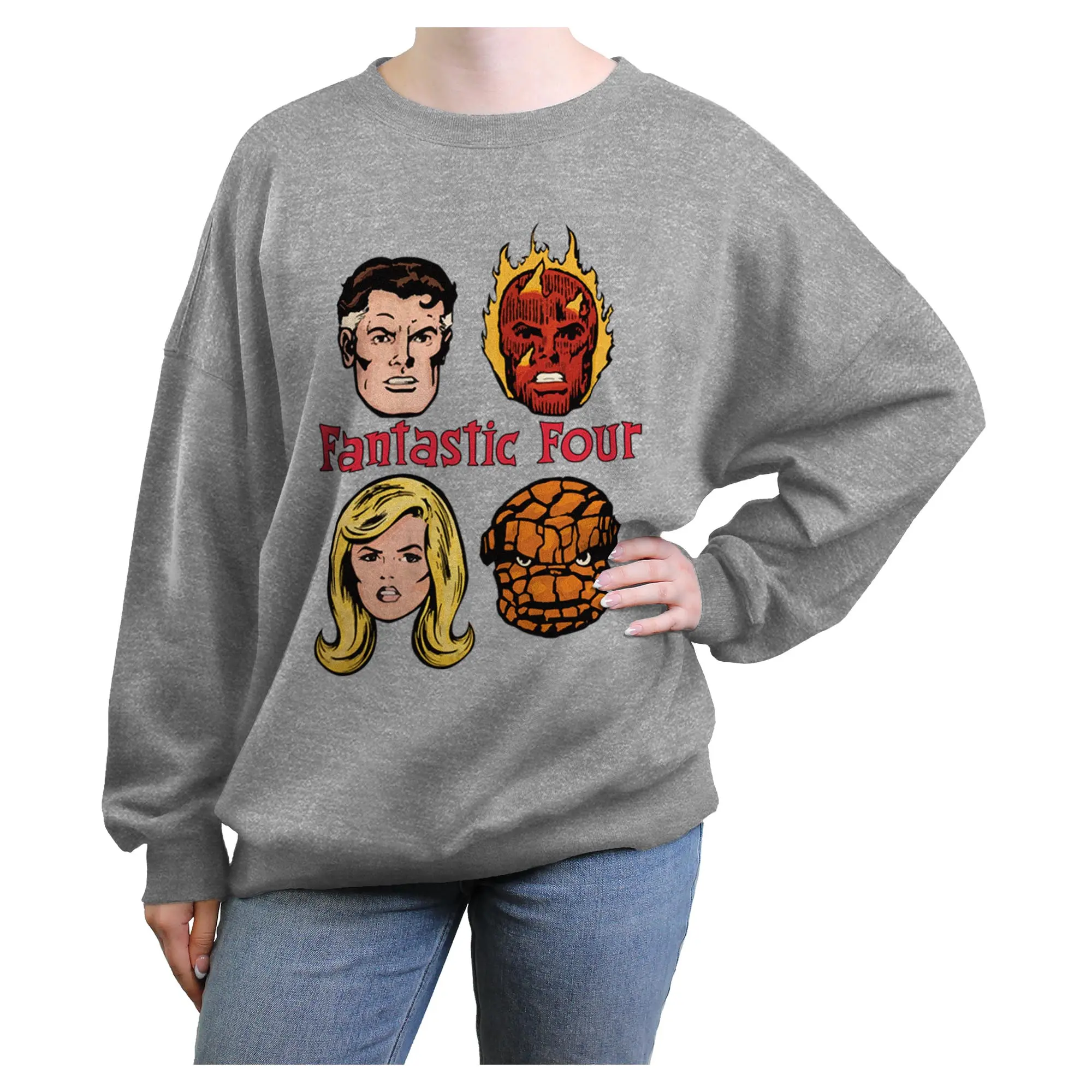 Juniors Womens Marvel: Fantastic Four Retro Portraits Sweatshirt