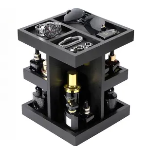 3-Tier Rotating Wood Perfume Stand, Solid Wood Vanity Organizer for Cosmetics & Skin Care