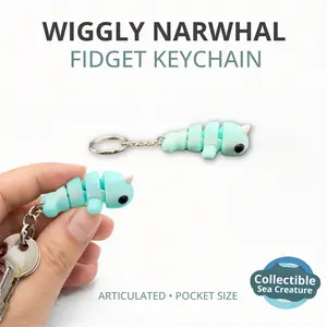 Narwhal Desk Fidget Toy Keychain – Tiny Wiggly Stress Toy | 3D Printed