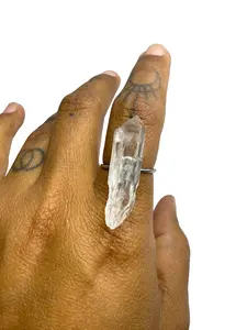 One-of-a-Kind Raw Clear Quartz Ring #7 | Handmade Adjustable Hypoallergenic Crystal Jewelry