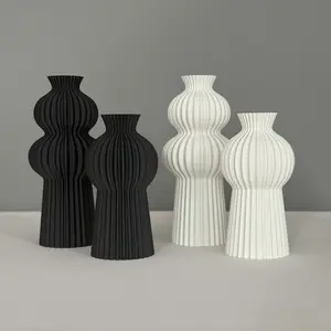 3D printed vase, Black and white matte vase, Home Decorative Vase, Matte Boho Vase for Pampas Grass, Home, Living Room, Dining Table, Farmhouse, Office Decor, Vase Decoration, Bedroom, Kitchen Shelf, Unique Gift for Any Occasion
