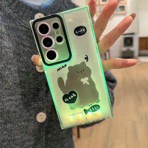 Cute Cat Dog Phone Case Cover, Luminous Hollow Out Cartoon Design, Personalized Call Light, Couple Style, Fits Samsung Galaxy S24 S25 A35 A36 A55 A56 S25 Ultra
