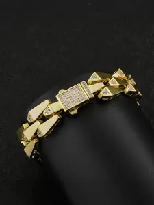 1PC ICED CHICS hip-hop Cuban chain bracelet, street casual style, copper inlaid zircon, suitable for both men and women, couple style, multiple sizes available, no color change, suitable for daily wear, Trendy Jewellery Accessories