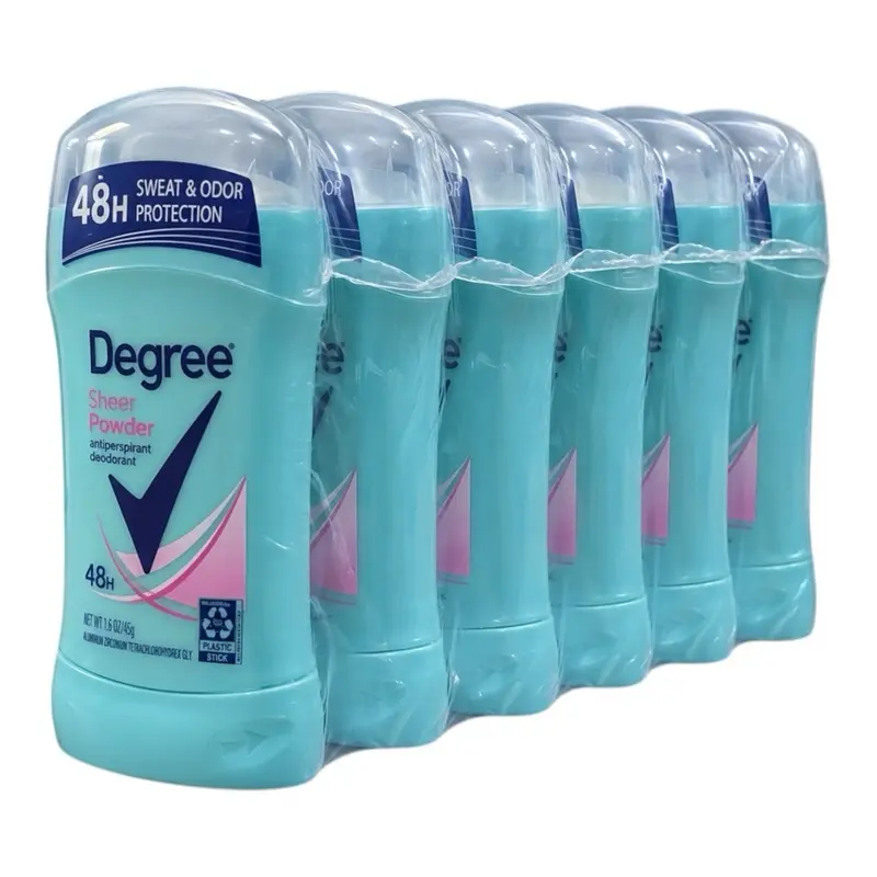 Degree Women's Sheer Powder Dry Protection Antiperspirant Deodorant - Body Care, Daily Sweat Control, Antibacterial, Fragrances - 1.6 oz (Pack of 6)