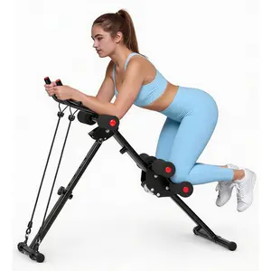 RELIFE Foldable Core Abdominal Trainer Adjustable Home Gym AB Exercise Equipment, Three Adjustable Levels with Resistance Bands,  Black+Pink