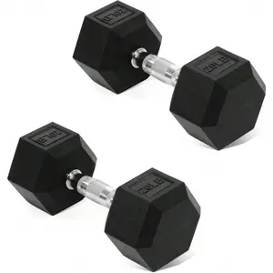 Various Sizes Choices: Includes PAIR of 20 lb dumbbells.Multiple sizes from 5-50 lbs available to mix and match for specific workout needs Dumbbell Construction: Made from Solid cast iron and rubber encased heads joined together by a solid cold rolled st