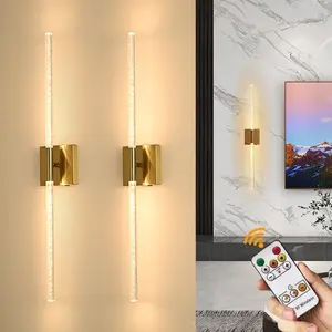 Set of 1/2 LED Wall Lights, Home Decor Lighting, Gold/Black - 80cm - Magnetic Charging Crystal Wall Lights, Remote-Controlled Dimming, 4000mAh, Touch Switch, Suitable for living rooms, hotel corridors, hallways