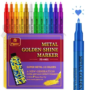 12 Colors Vibrant Acrylic Paint Markers, Metallic Sparkle Art Glitter Pens, Versatile Crafting for Scrapbook, Craft Projects, DIY Decorations