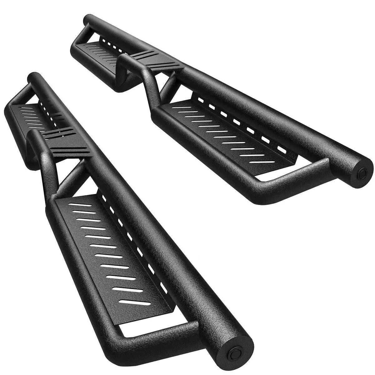 YITAMOTOR Running Boards & Side Step Compatible with 2007-2018 Jeep Wrangler JK 4 Door, Black Powder Coated Nerf Bar with Two-Stair for Roof Operation
