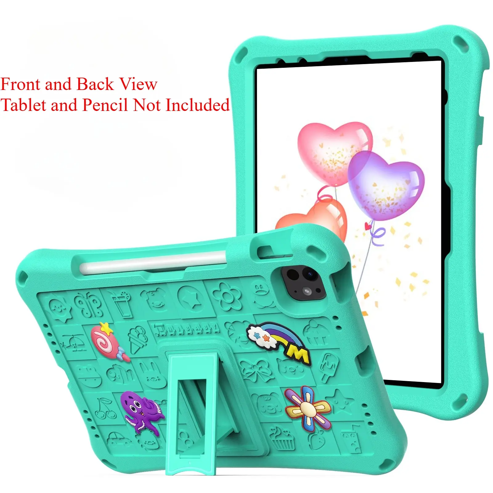Cute Kids for iPad Case, Soft EVA Shockproof Cover with Stand, Pencil Holder, Compatible with iPad 12/11/10, iPad Air 8/7/6/5/4, iPad Pro 11 Inch