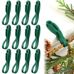 12/24 Pcs Christmas Garland Hook Pine Branch Garland Wall Hooks Green Wall Hanger Mantle Wreath Hook Christmas Garland Ties Stocking Holder Reusable Silicone Adhesive Straps Decoration for Fireplace Stairways  Home Decor Party  2024 ornament