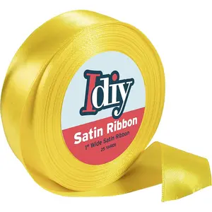 iDIY Yellow Satin Ribbon (1" 25 Yards) No Wire, DIY Arts & Crafts, Gift Wrapping Baskets, Sewing Projects, Decorative Embellishment, Hair Bows, Floral