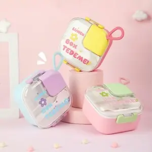 Cute colorful pastel bento box clear lid