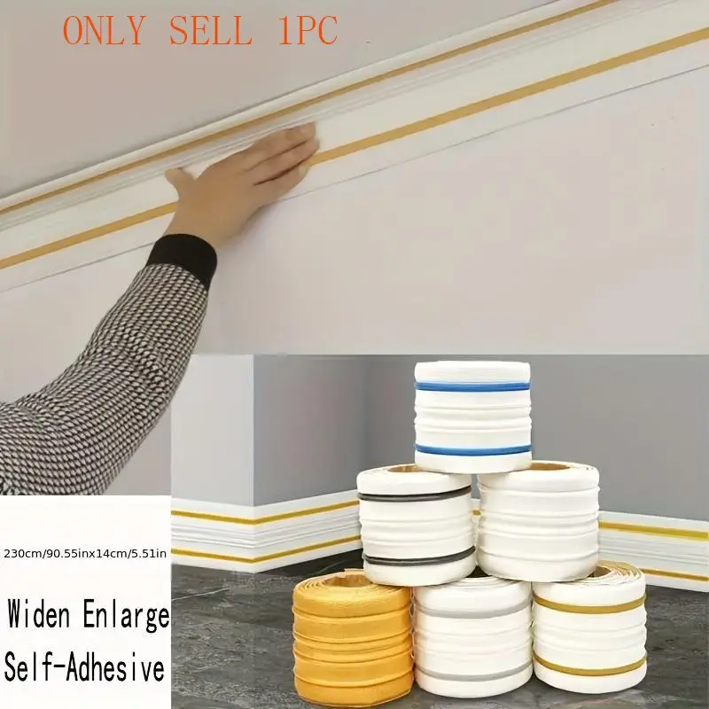 Self-adhesive ceiling decoration strip wallpaper, Decorative, waterproof anti-collision edge frame skirting board, suitable for inside outside corners, easy to install, Wall Panel Molding 90.55inx5.15in