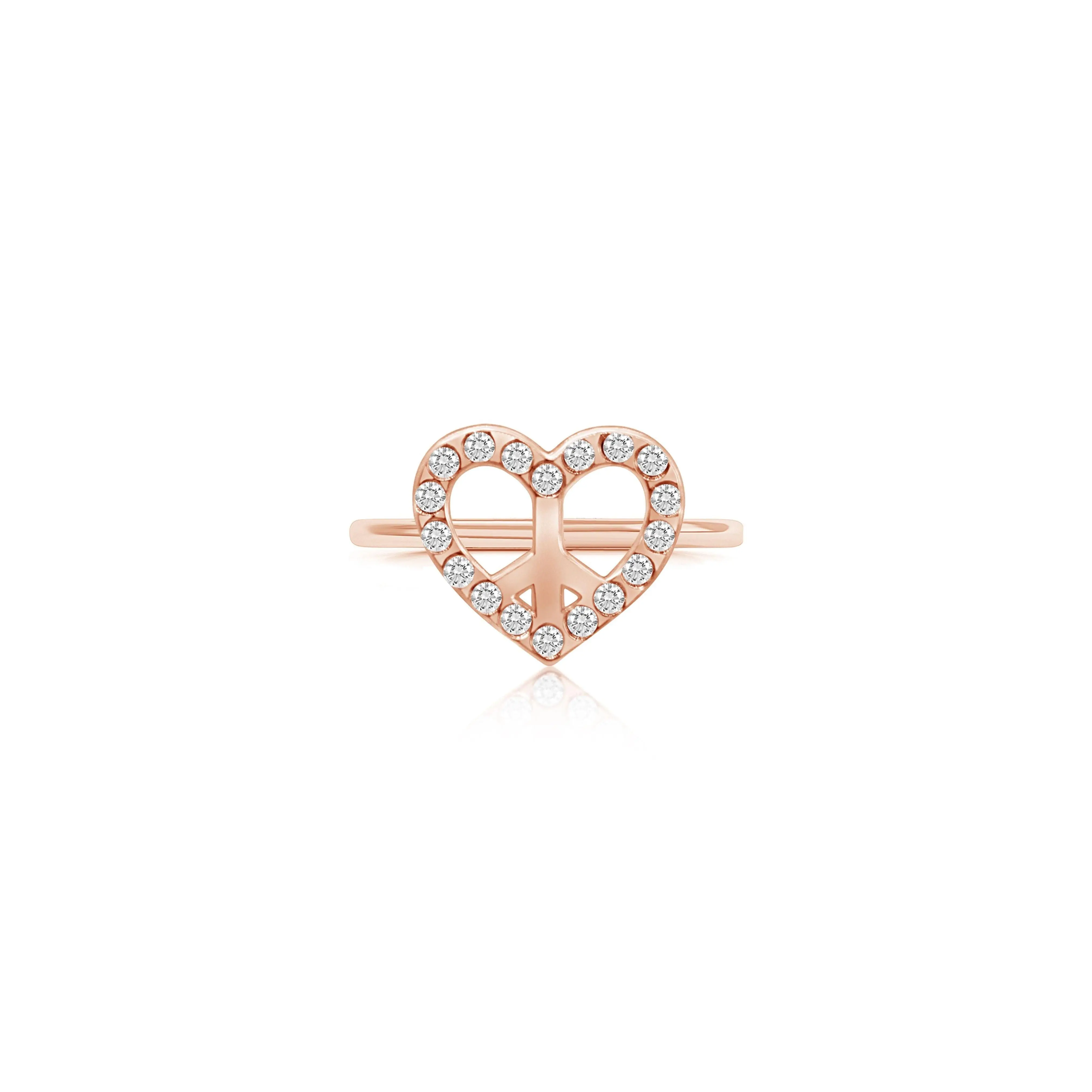 Heart Peace White Crystal Rose Gold Plated Girl's Rings Earth2Jane Size 4